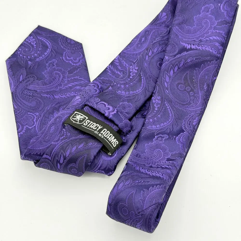 Stacy Adams Purple Paisley Microfiber Necktie 60x3.25 Extra Long Men's Dress Tie